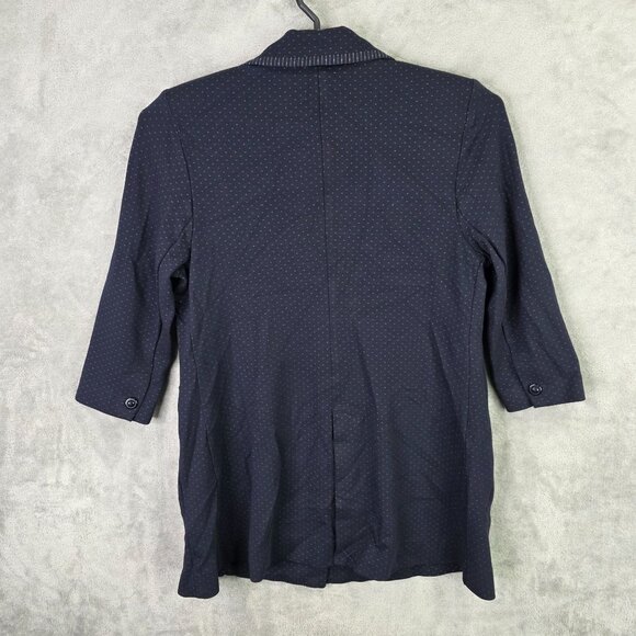 Womens Cabi Navy Blue Button Up Blazer Jacket 3/4 Sleeves Rayon Blend Size L - Picture 4 of 7